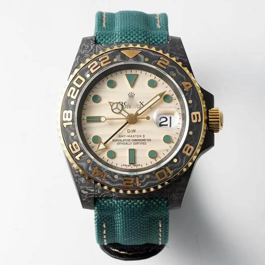 Customized Brand High-End Luxury Automatic Mechanical Watch Inspired by the GMT-Master Series, Model DIW GREEN STRAP