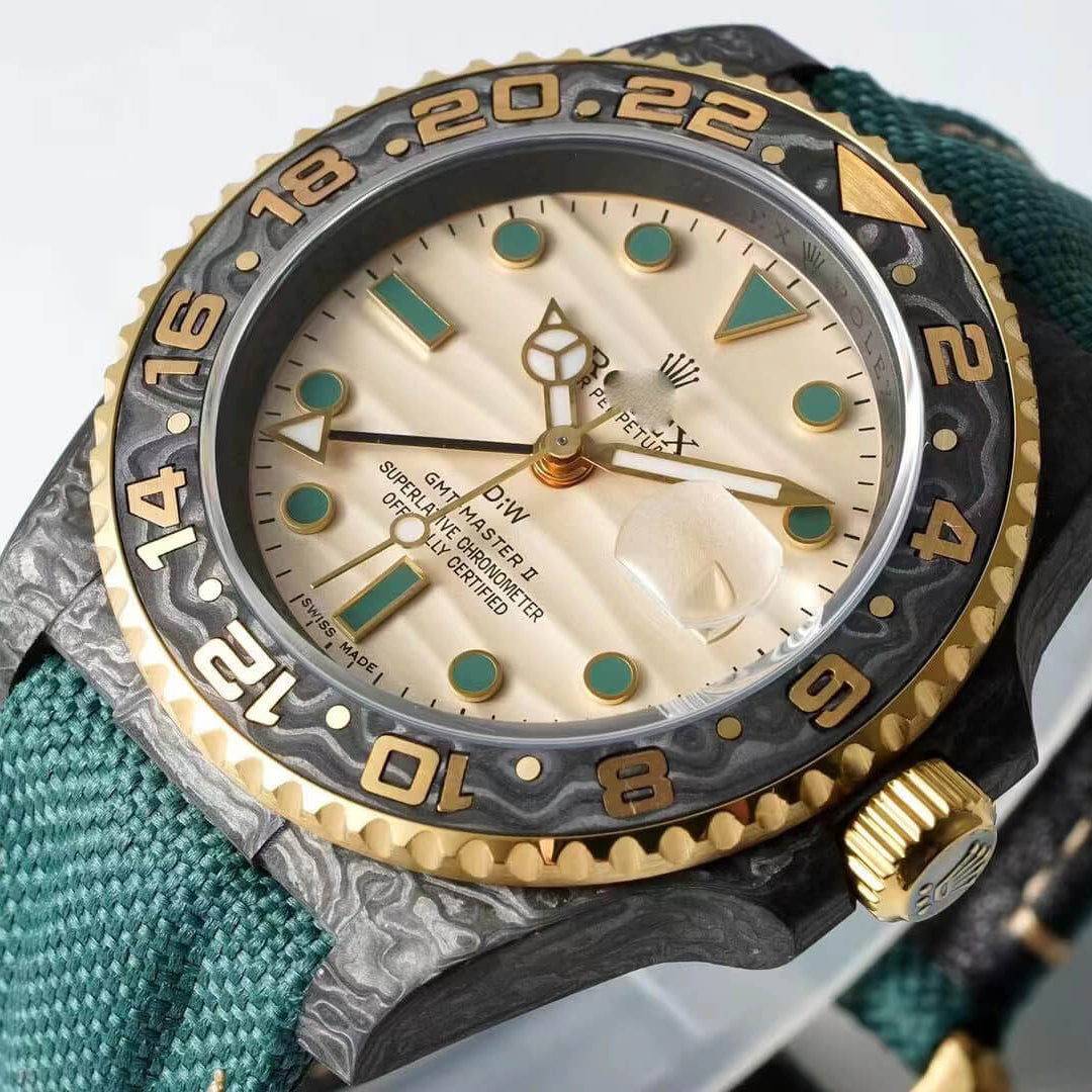 Customized Brand High-End Luxury Automatic Mechanical Watch Inspired by the GMT-Master Series, Model DIW GREEN STRAP