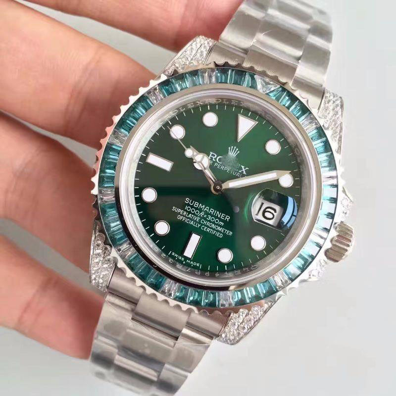 Customized Brand High-End Luxury Automatic Mechanical Watch Inspired by the Submariner Series, Model 116610LV Diamond set